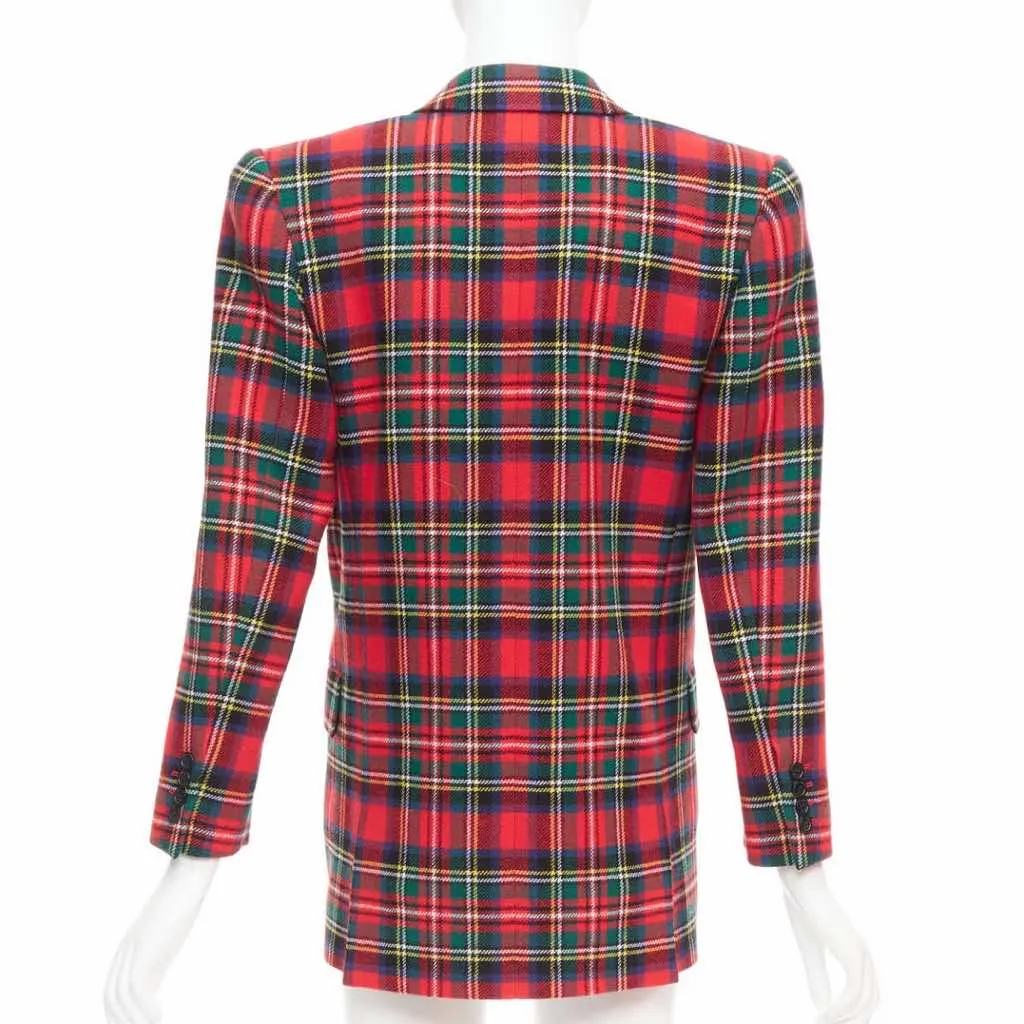 Saint Laurent Plaid Wool Blazer Red Wool Very good - Box View