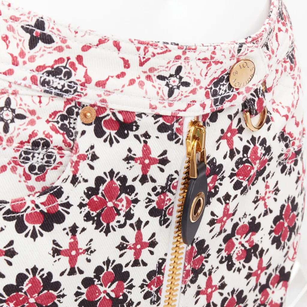 Louis Vuitton Floral Denim Skirt Red Cotton Very good - Back View