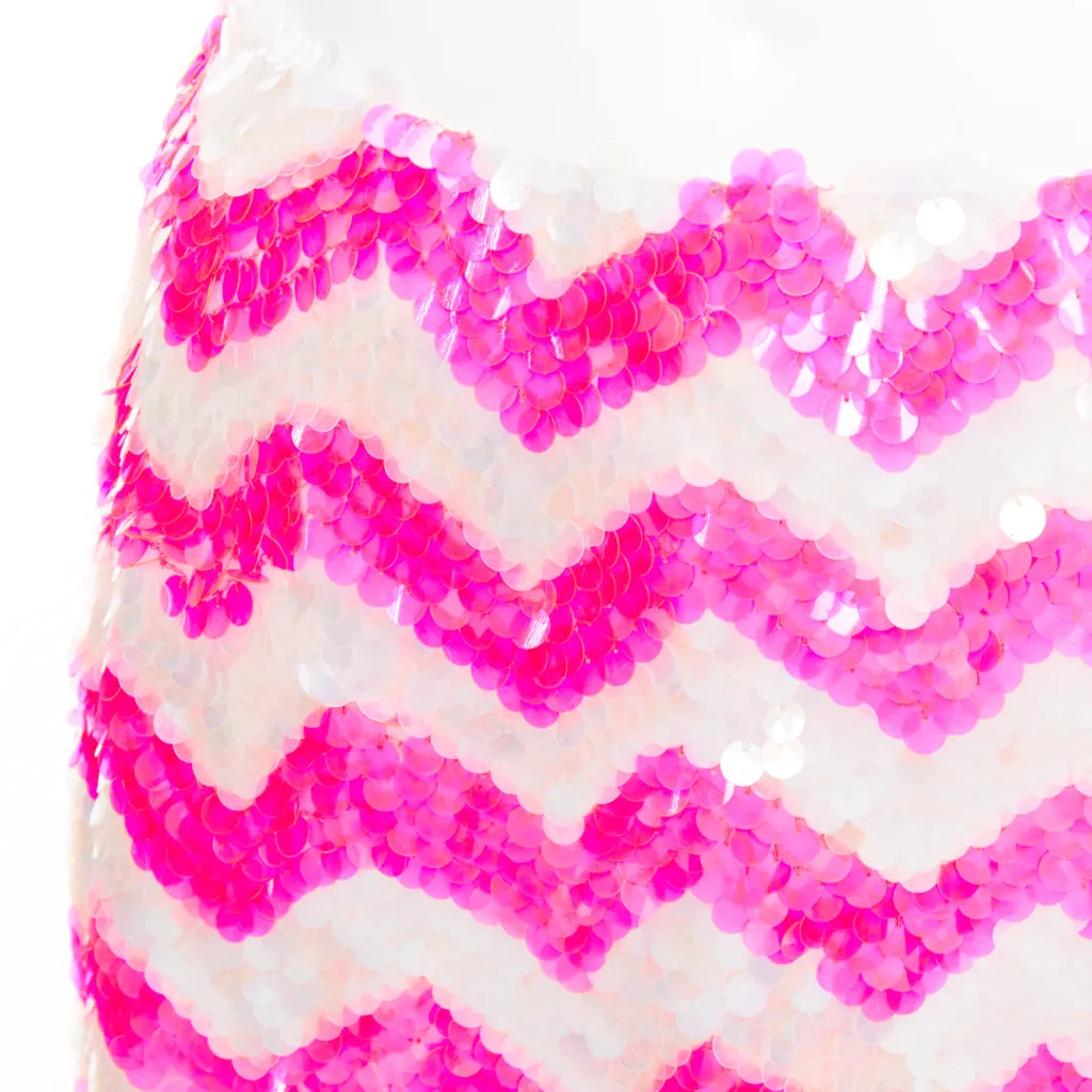 Ashish Chevron Sequin Skirt Pink Viscose Very good - Back View