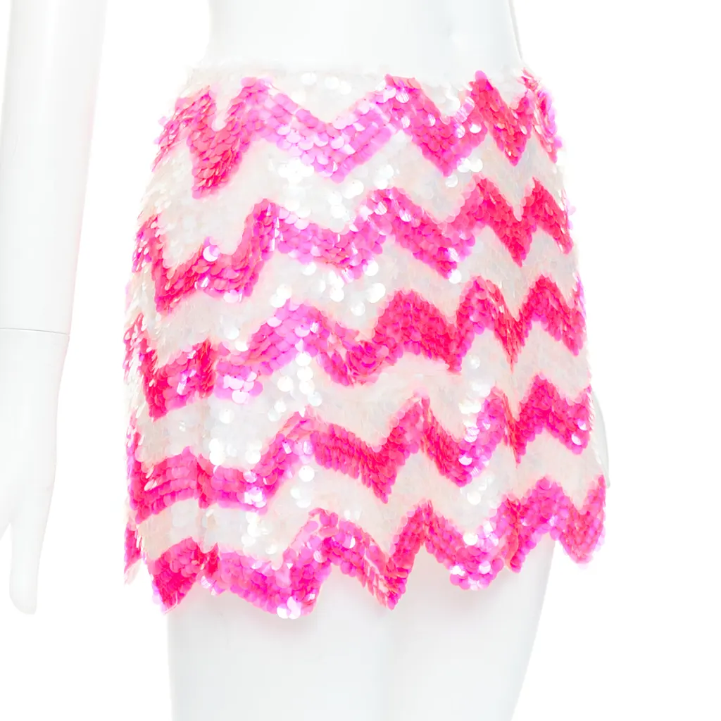 Ashish Chevron Sequin Skirt Pink Viscose Very good - Inside View