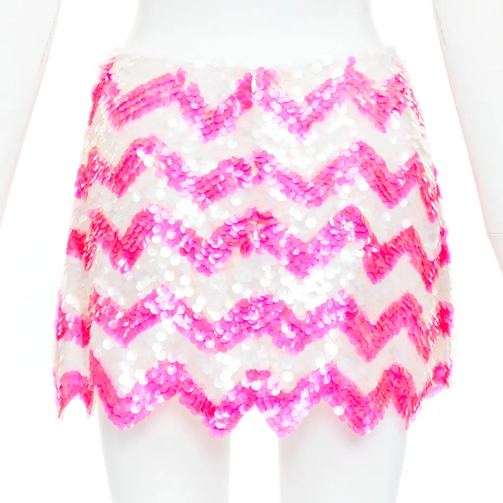 Ashish Chevron Sequin Skirt Pink Viscose Very good - Box View