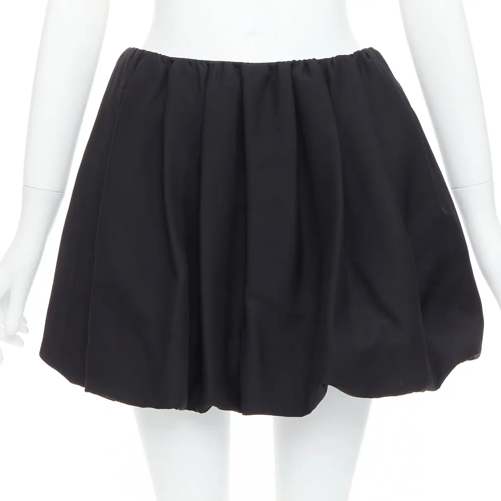 Valentino Bubble Crepe Skirt Black Wool Very good - Front View