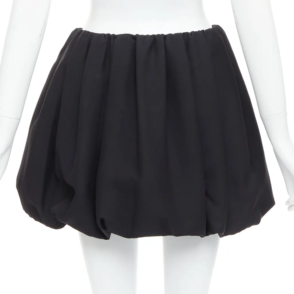 Valentino Bubble Crepe Skirt Black Wool Very good - Box View