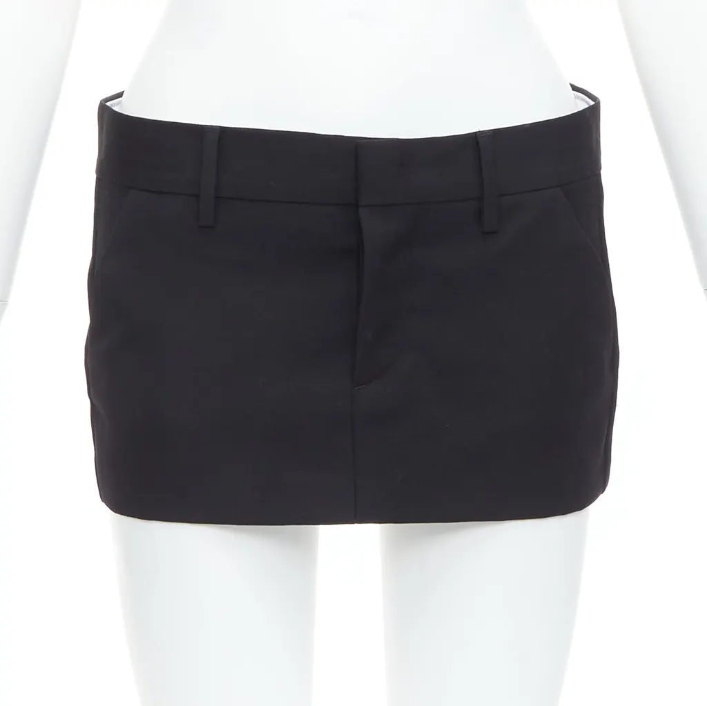 Dsquared2 Micro Wool Skirt Black Wool Very good - Front View