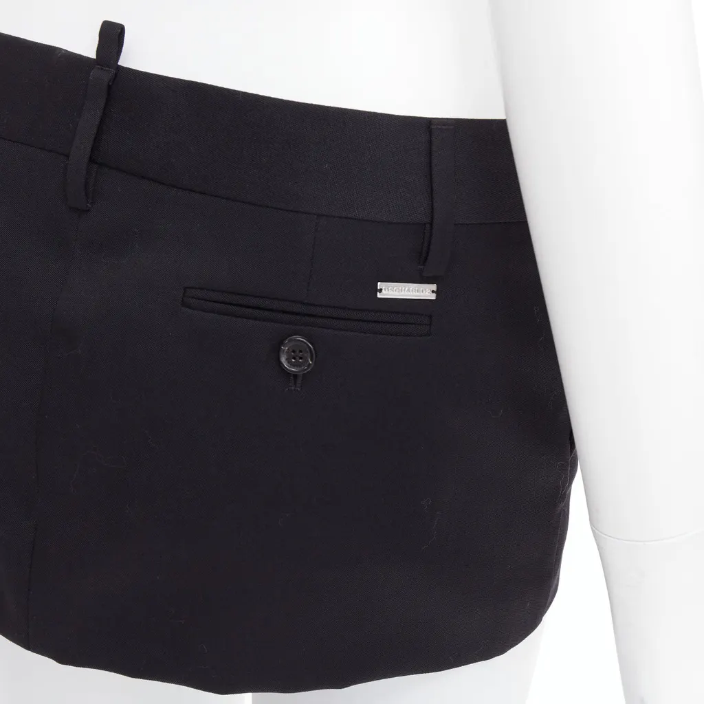 Dsquared2 Micro Wool Skirt Black Wool Very good - Back View