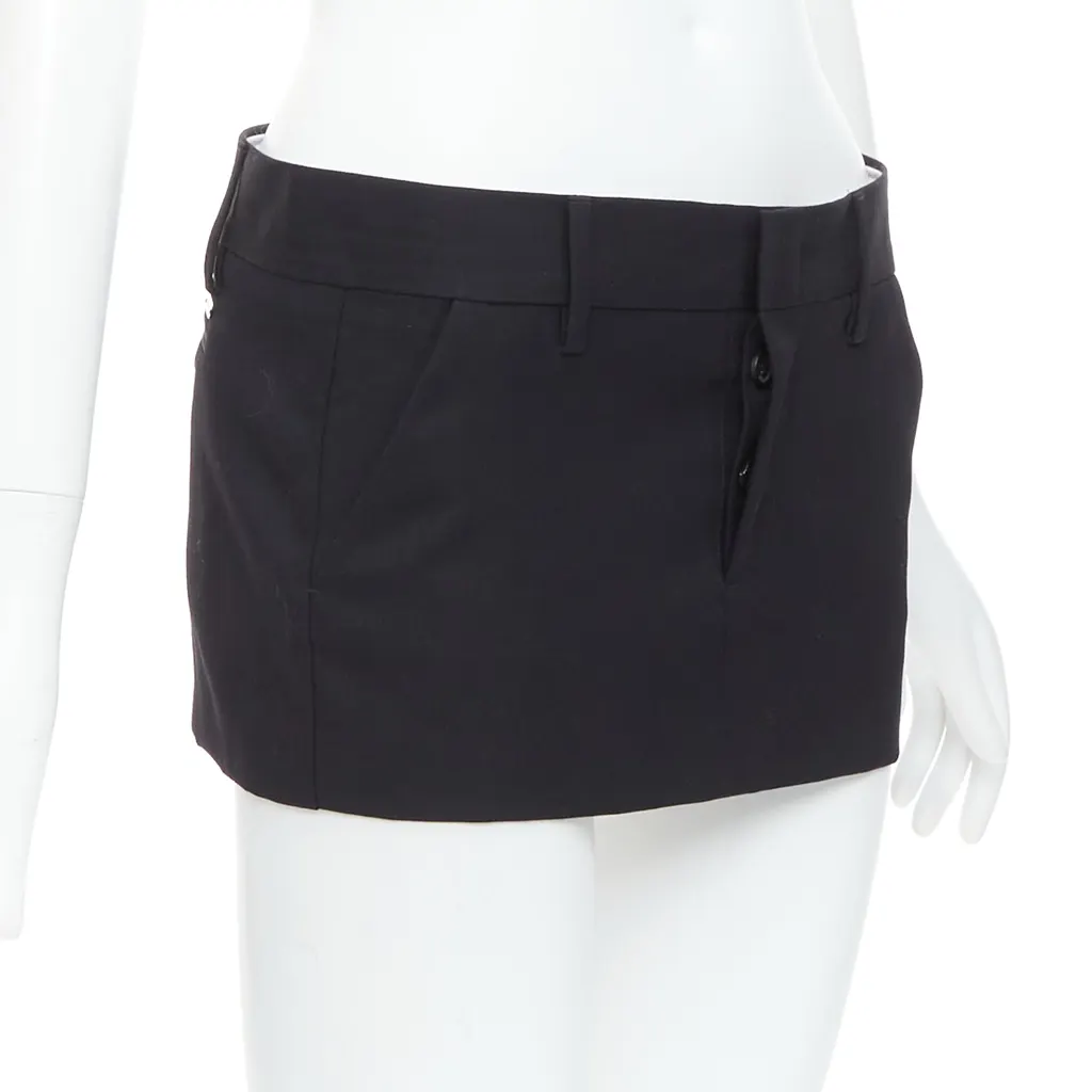Dsquared2 Micro Wool Skirt Black Wool Very good - Inside View