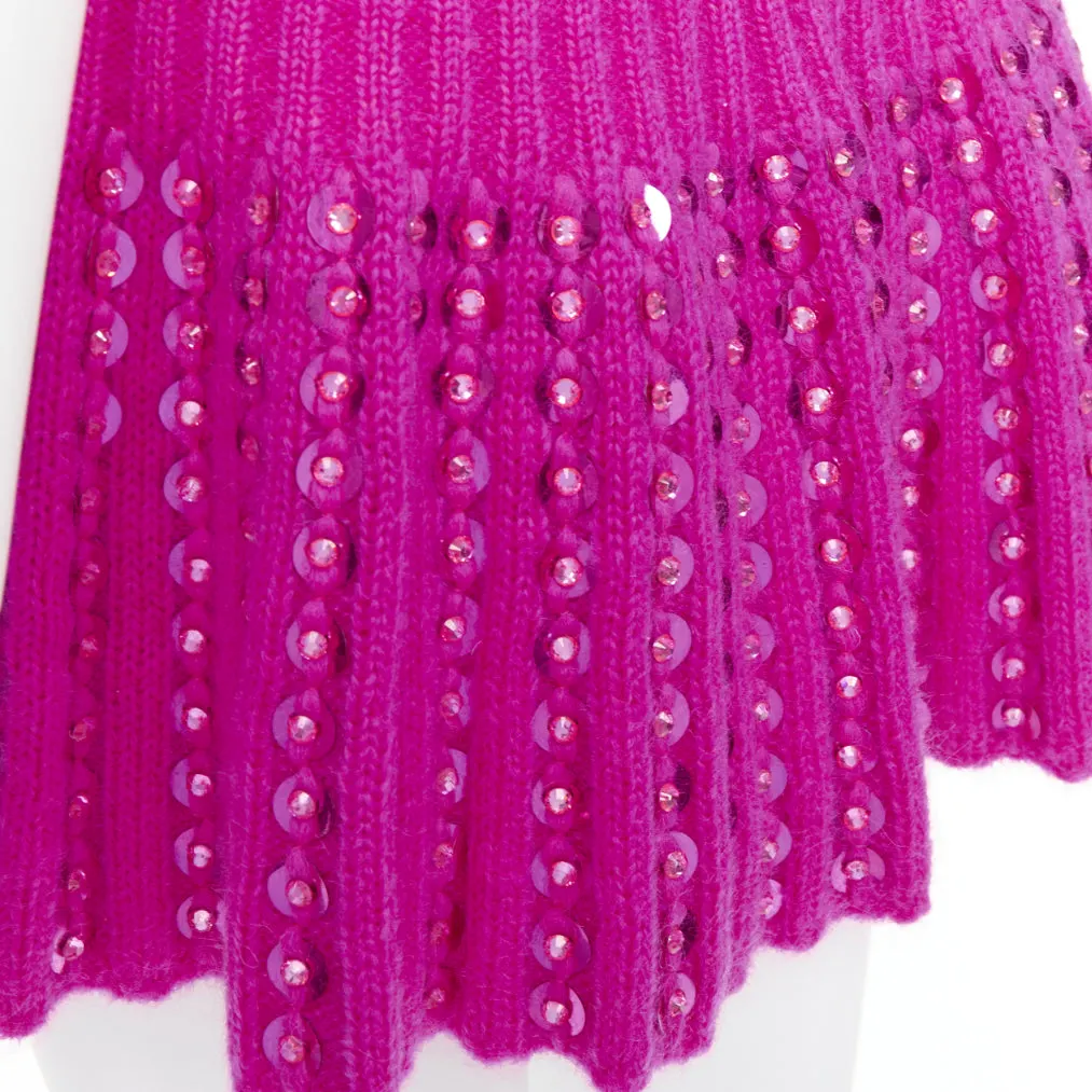 Valentino Pink Rhinestone Skirt Pink Wool Never worn, with tag - Back View