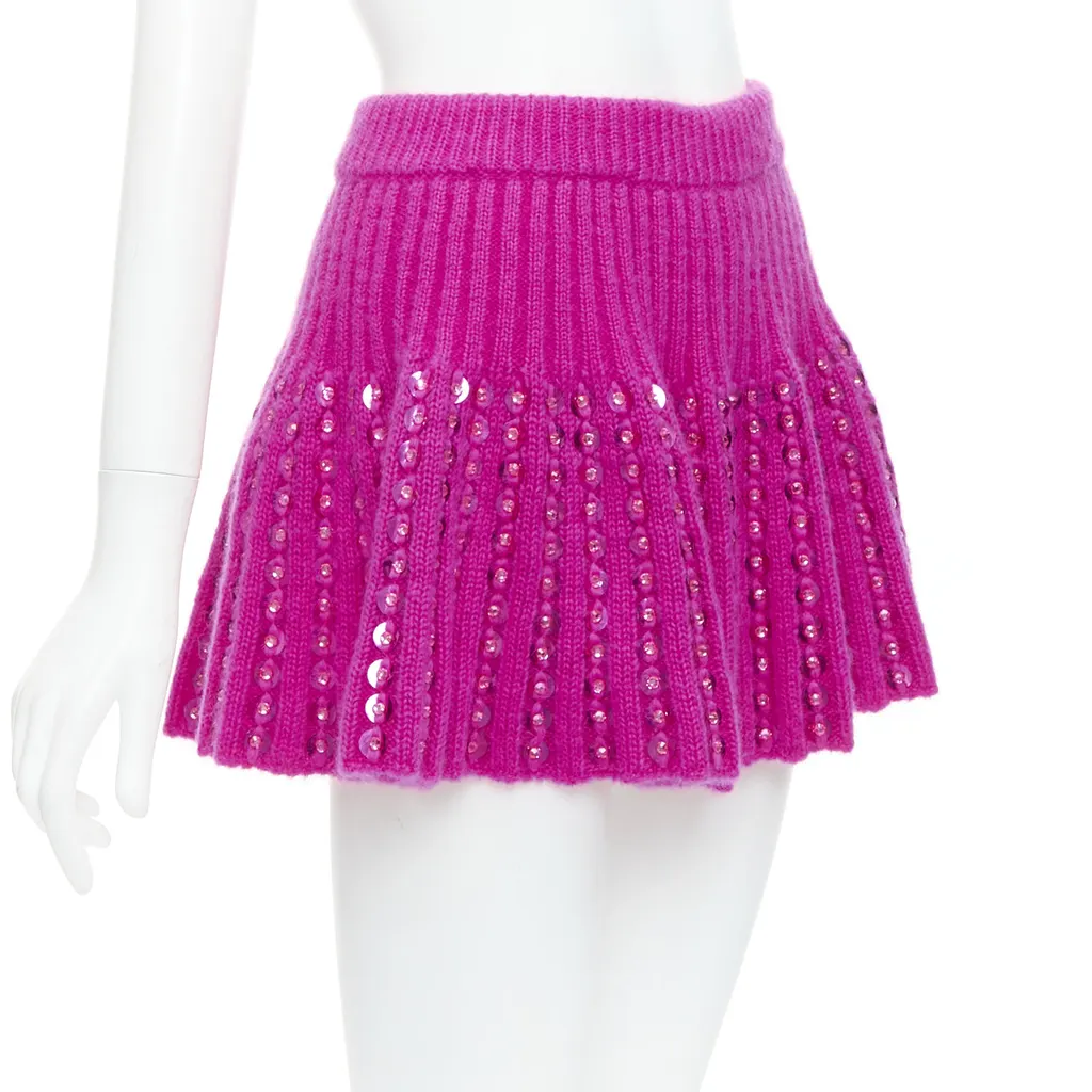 Valentino Pink Rhinestone Skirt Pink Wool Never worn, with tag - Inside View