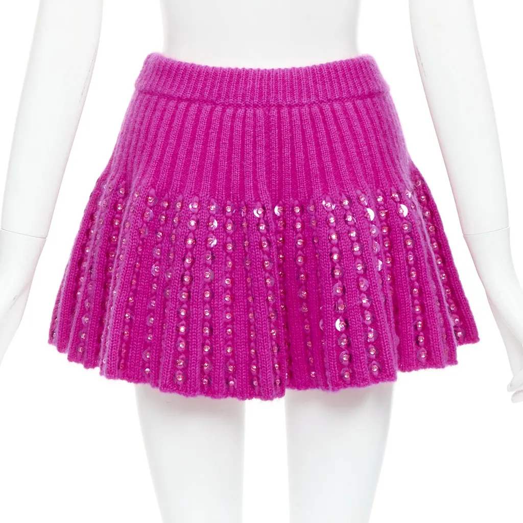 Valentino Pink Rhinestone Skirt Pink Wool Never worn, with tag - Box View