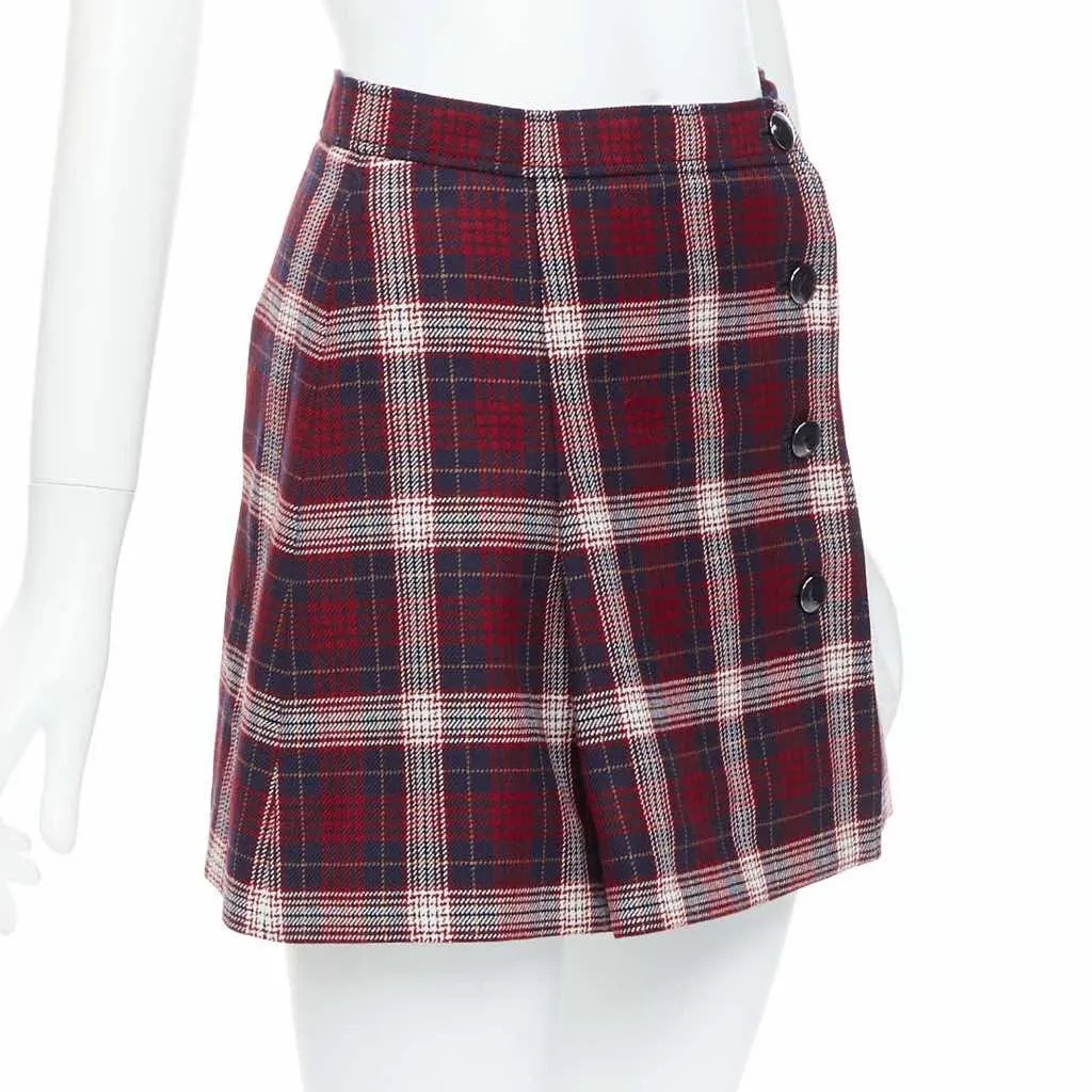 Dior Plaid A-line Skirt Navy Wool Very good - Inside View