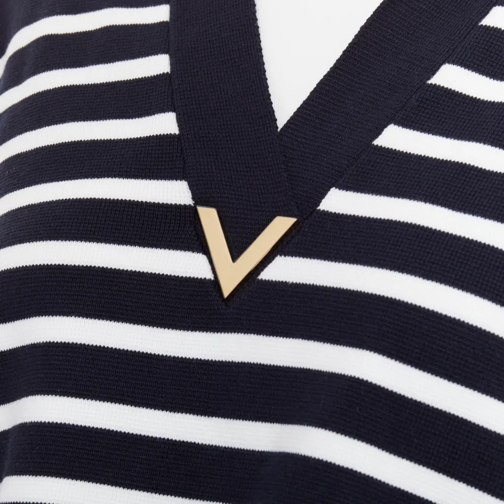 Valentino Feather Polo Top Black Cotton Very good - Back View