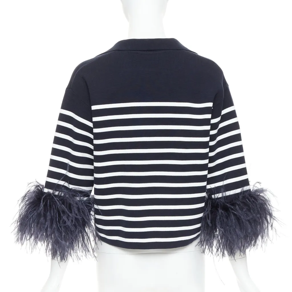 Valentino Feather Polo Top Black Cotton Very good - Box View