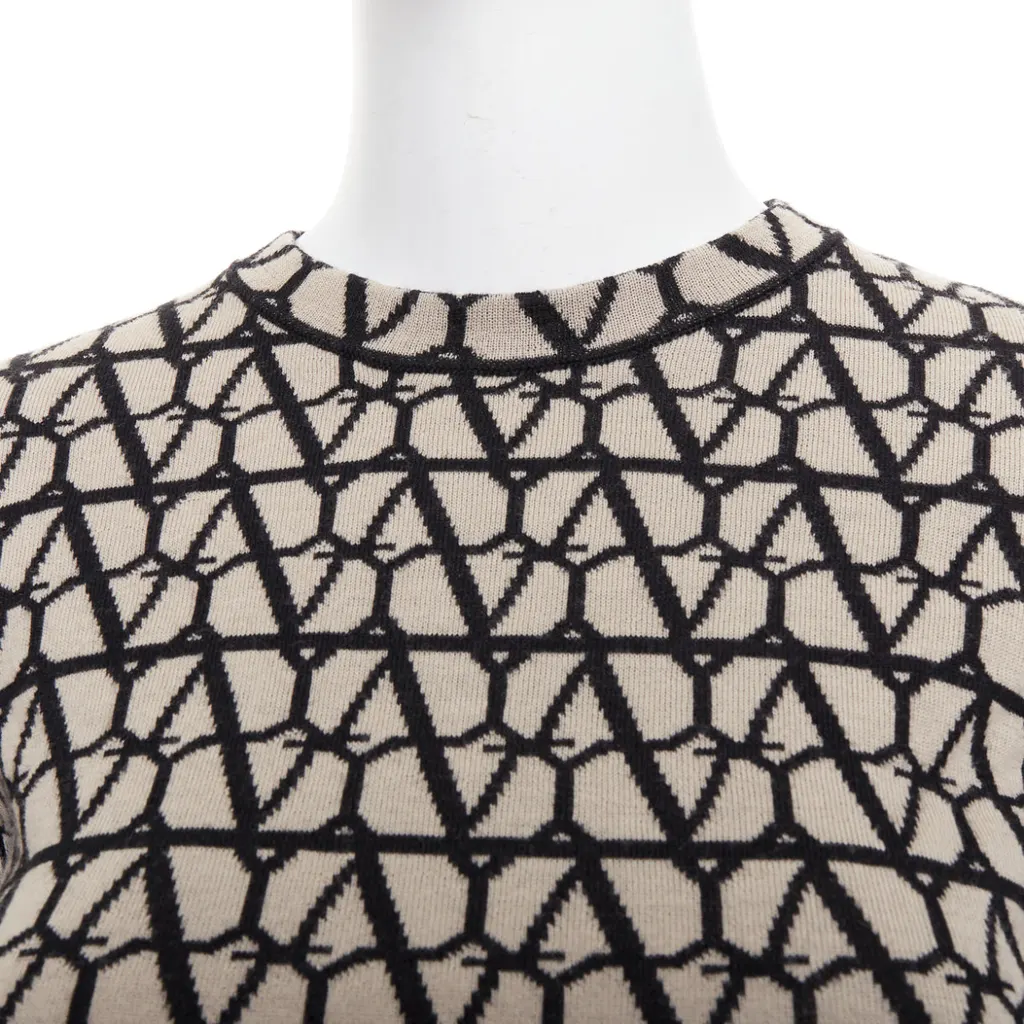 Valentino Iconographe Crop Sweater Beige Wool Very good - Back View