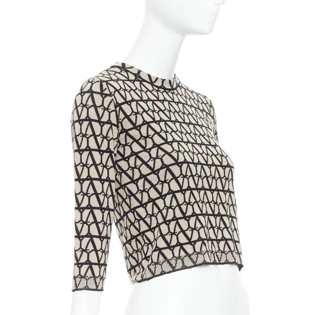 Valentino Iconographe Crop Sweater Beige Wool Very good - Inside View