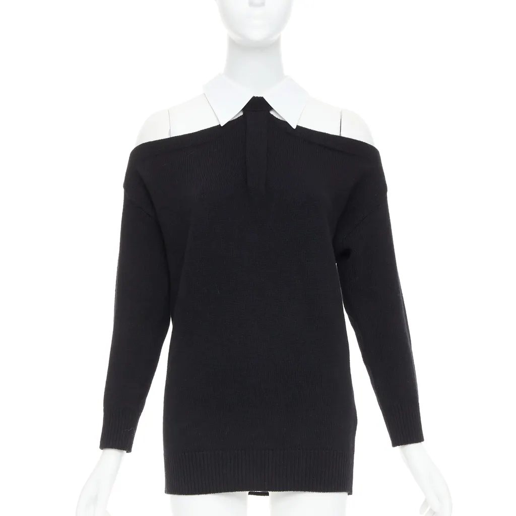 Valentino Cold Shoulder Sweater Black Wool Very good - Front View
