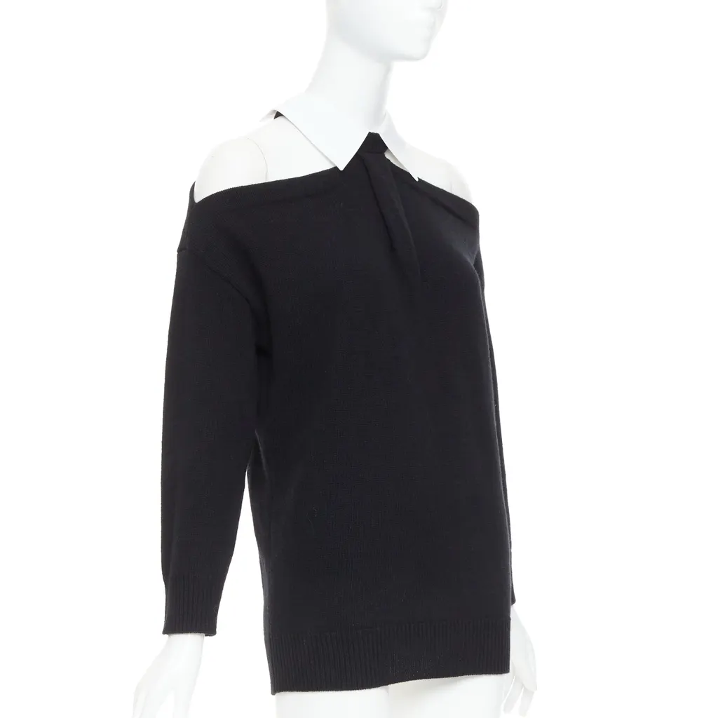 Valentino Cold Shoulder Sweater Black Wool Very good - Inside View
