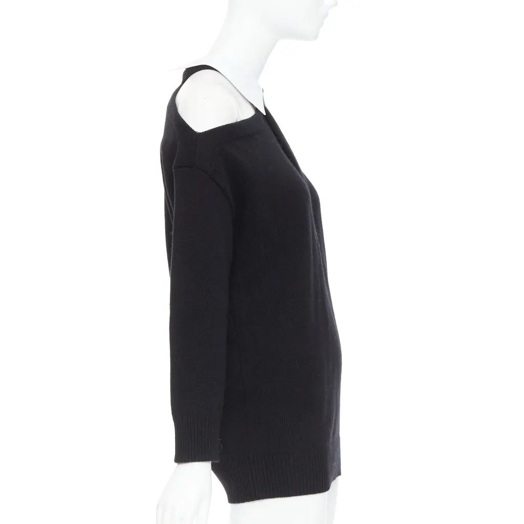 Valentino Cold Shoulder Sweater Black Wool Very good - Model View