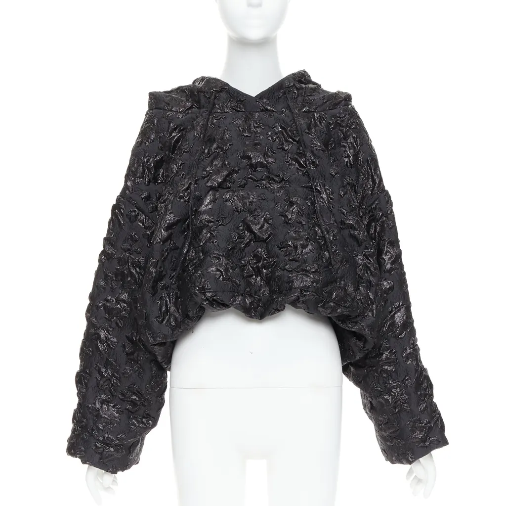 Valentino 3D Jacquard Hoodie Black Polyester Very good - Front View