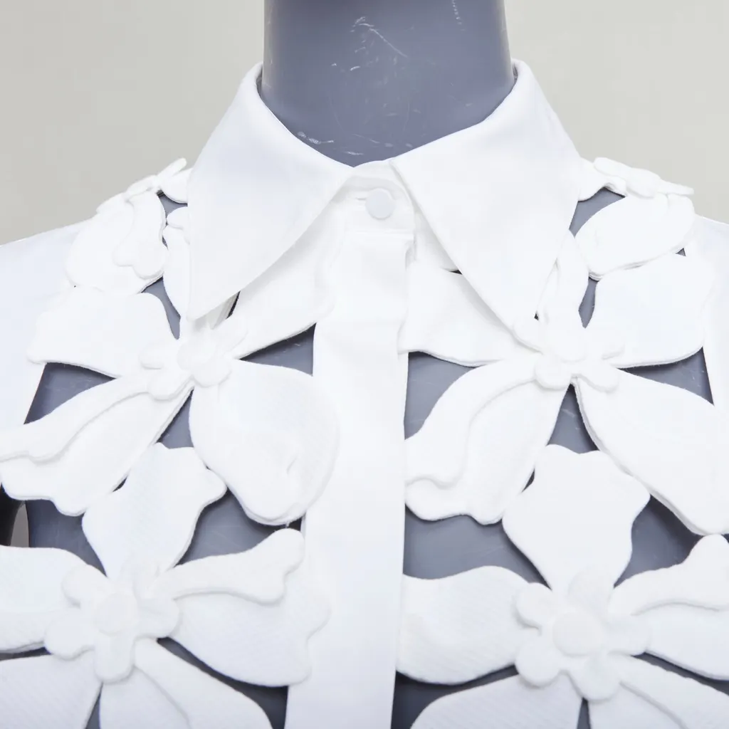Valentino Floral Bib Shirt White Cotton Very good - Back View