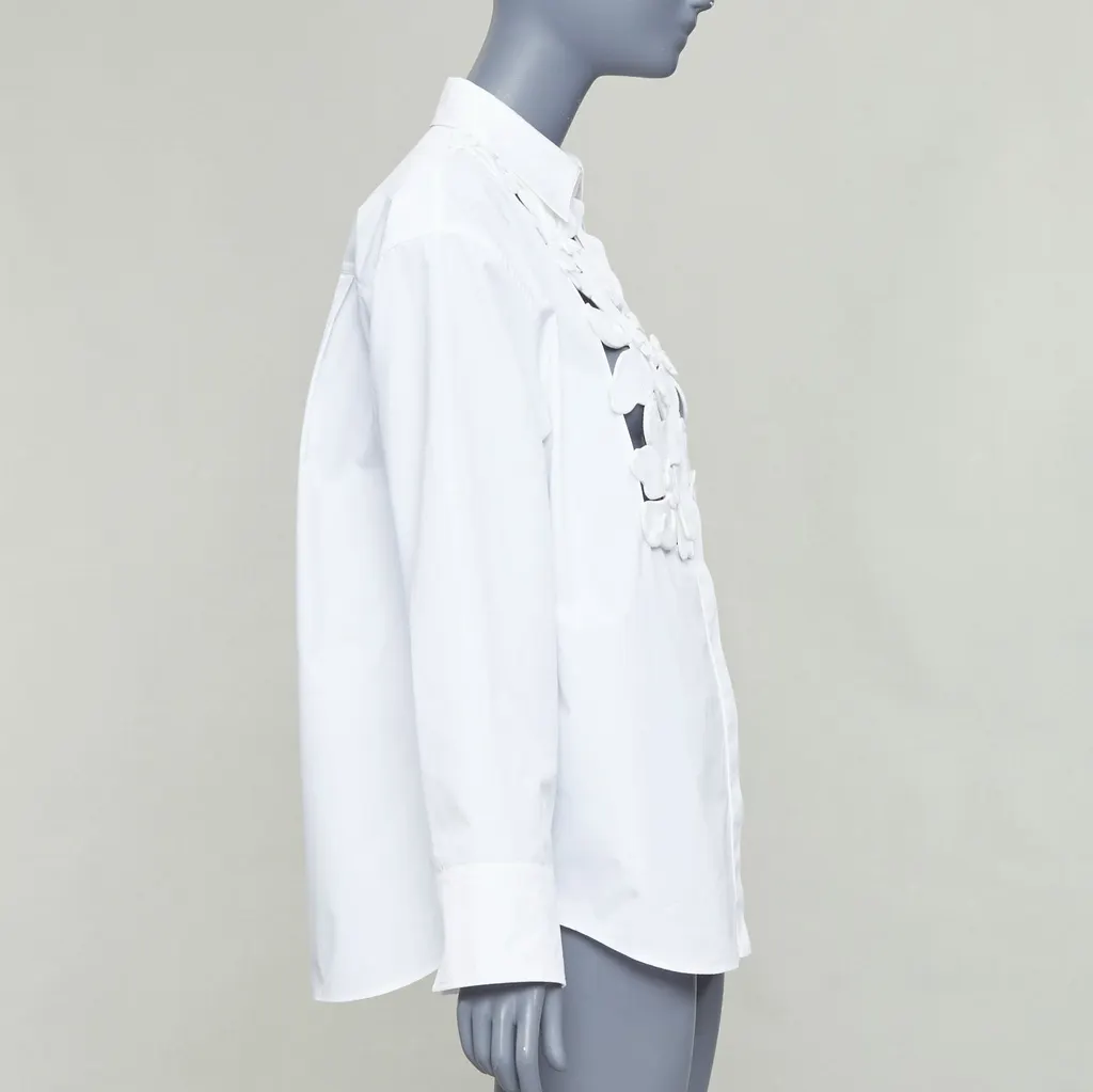 Valentino Floral Bib Shirt White Cotton Very good - Model View