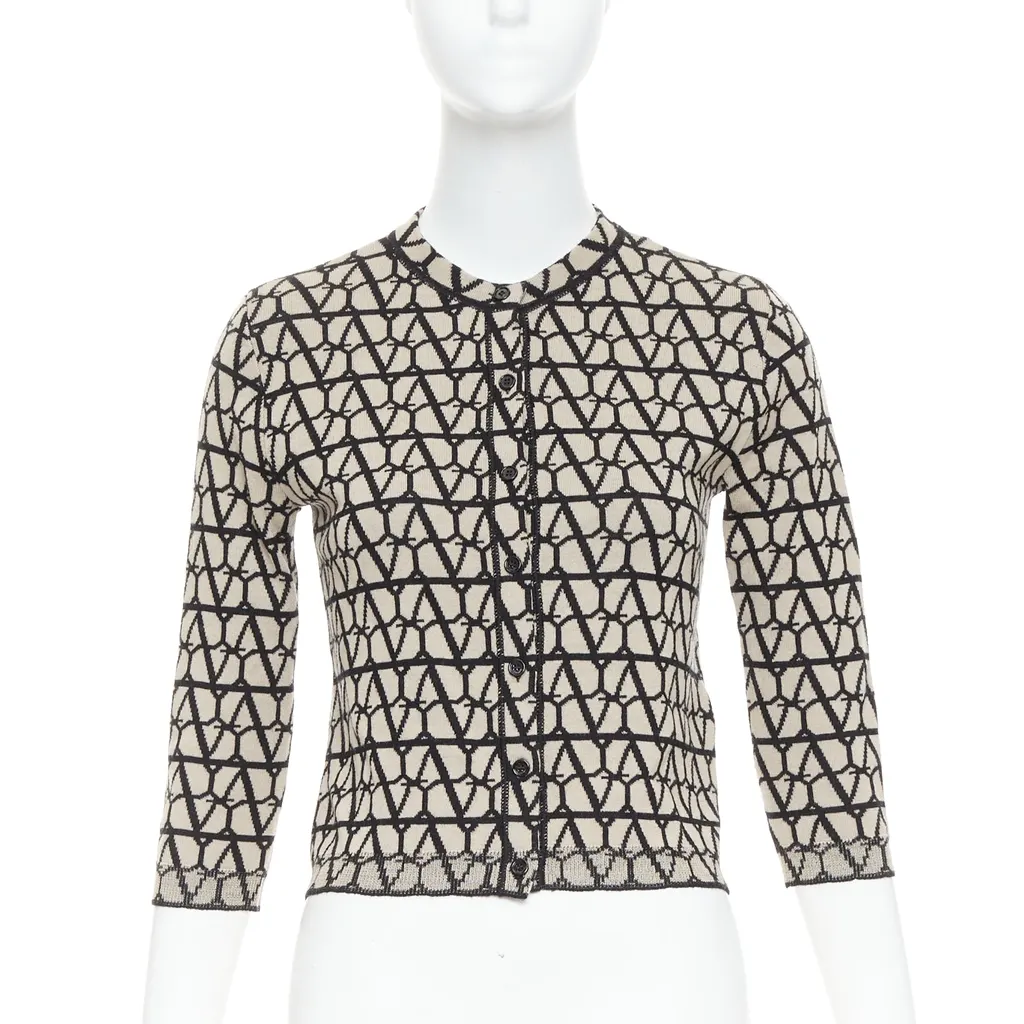 Valentino Iconographe Cardigan Beige Wool Very good - Front View