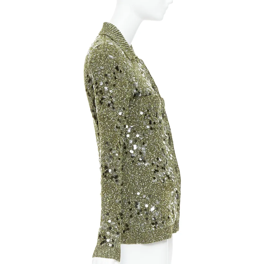 Gucci Pailettes Boucle Cardigan Green Viscose Very good - Box View