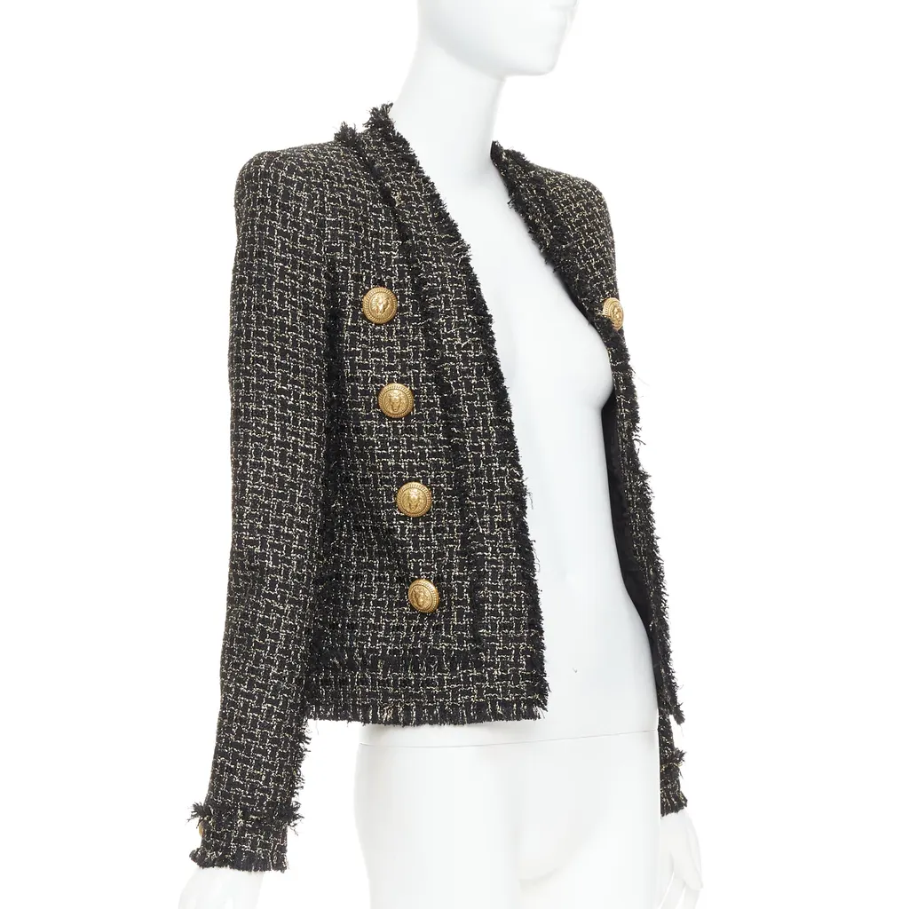 Balmain Gold Tweed Jacket Black Viscose Very good - Inside View