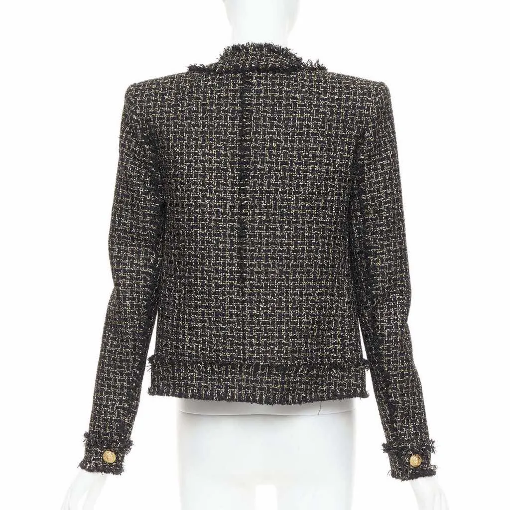 Balmain Gold Tweed Jacket Black Viscose Very good - Box View