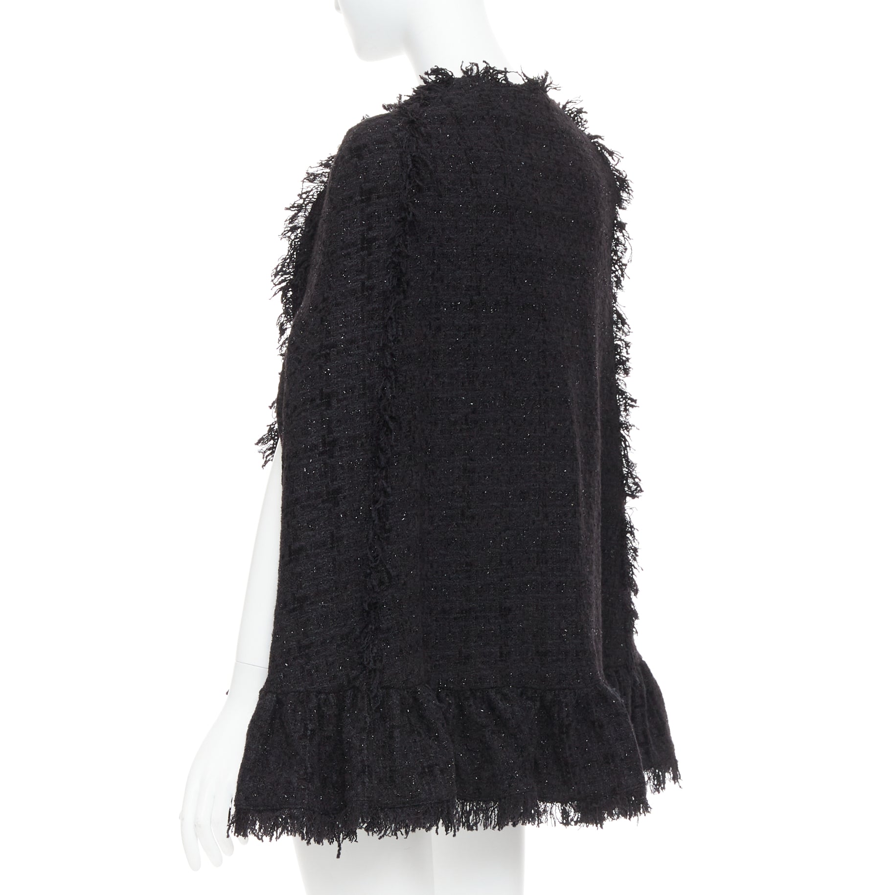 Msgm Fringe Cape Coat - Detail 1