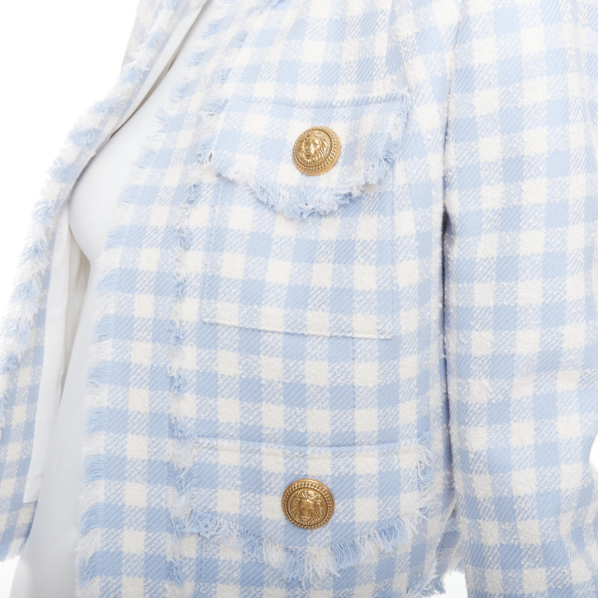 Balmain Plaid Cropped Jacket - Back view