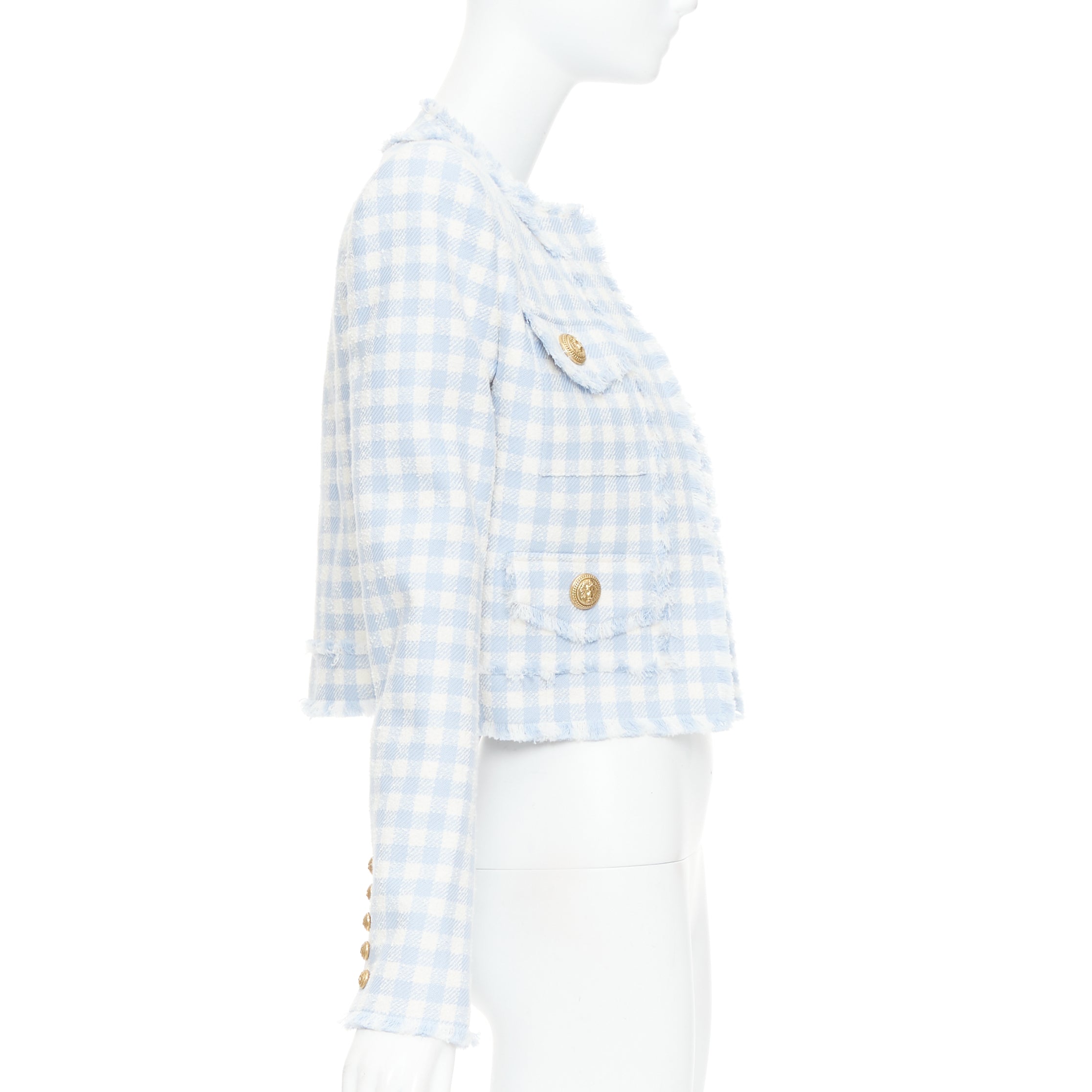 Balmain Plaid Cropped Jacket - 4