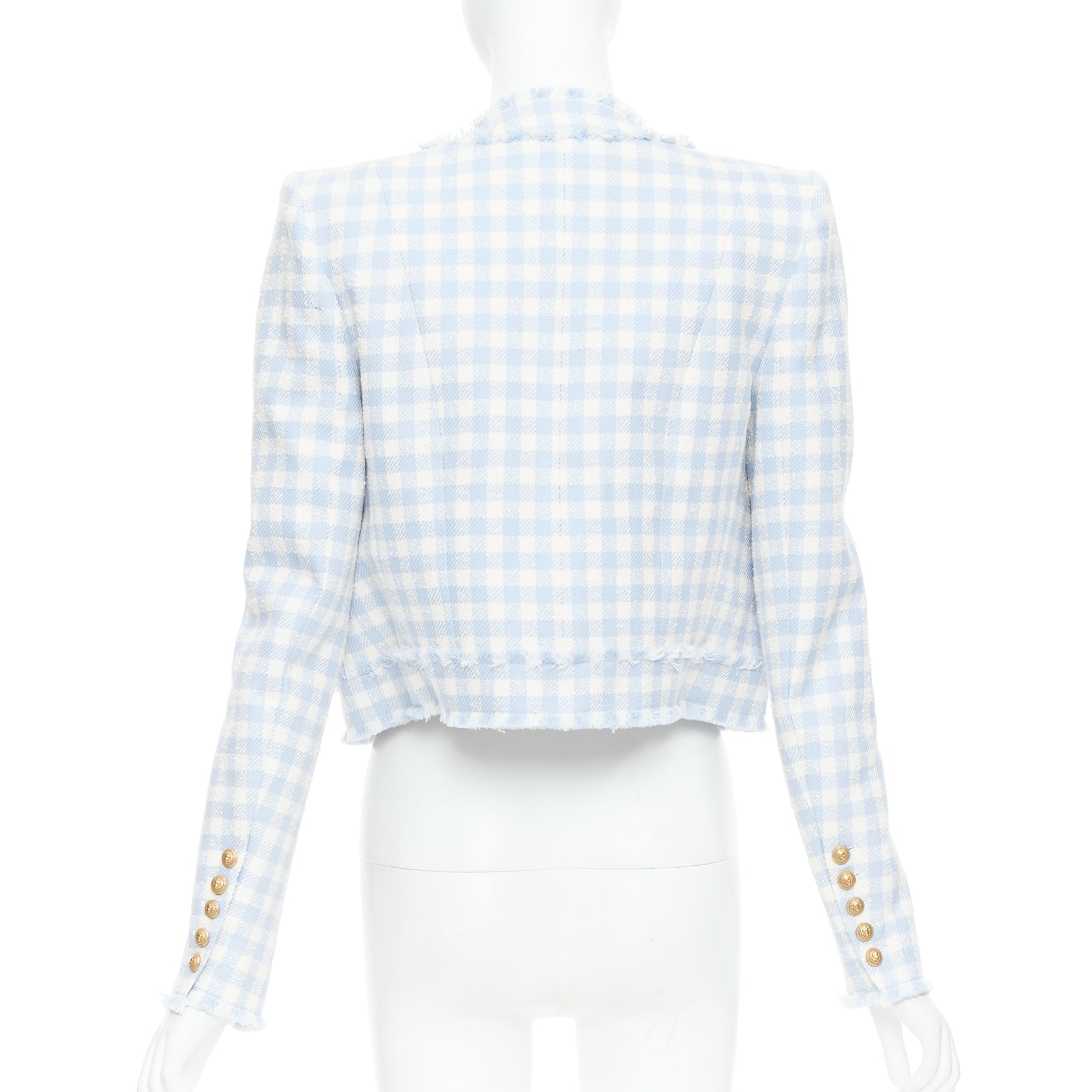 Balmain Plaid Cropped Jacket - Side view