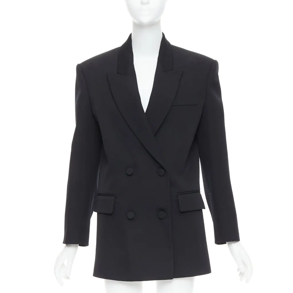 Valentino Double Breasted Coat Black Wool Very good - Front View