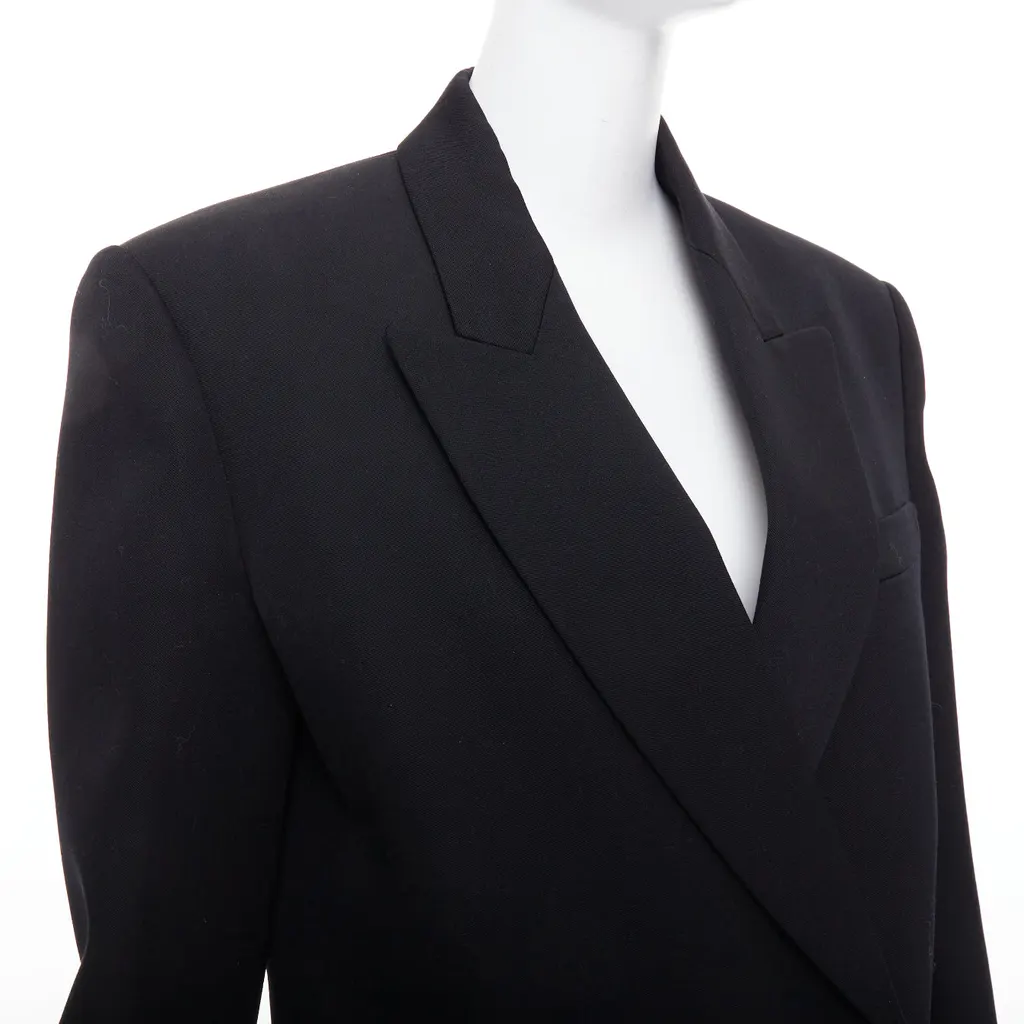 Valentino Double Breasted Coat Black Wool Very good - Back View