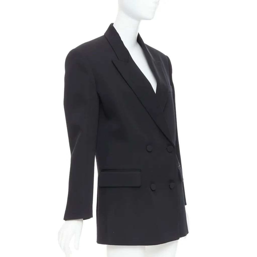 Valentino Double Breasted Coat Black Wool Very good - Inside View