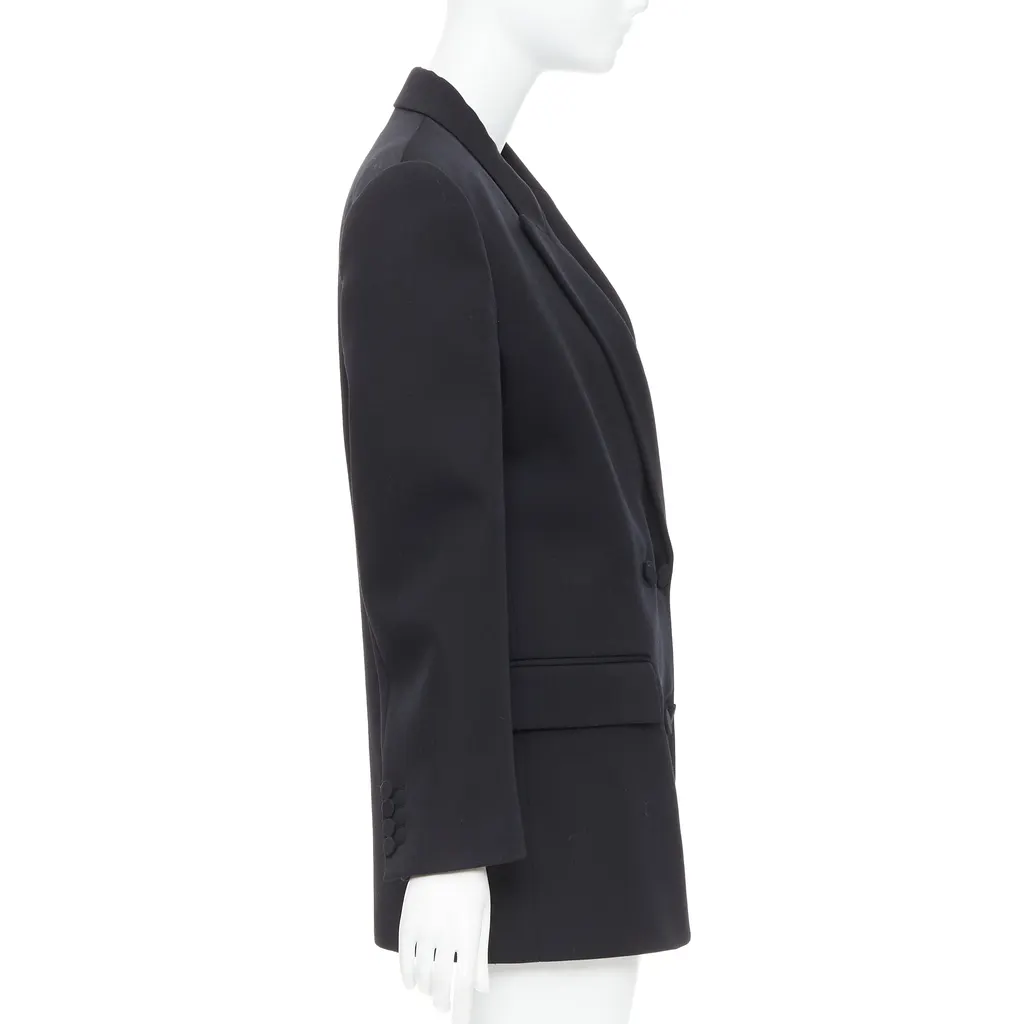 Valentino Double Breasted Coat Black Wool Very good - Model View