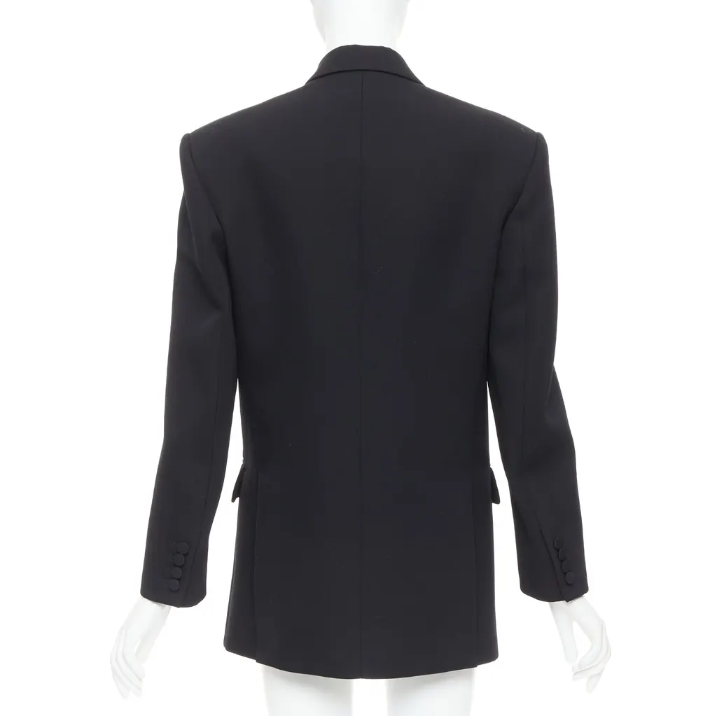 Valentino Double Breasted Coat Black Wool Very good - Box View