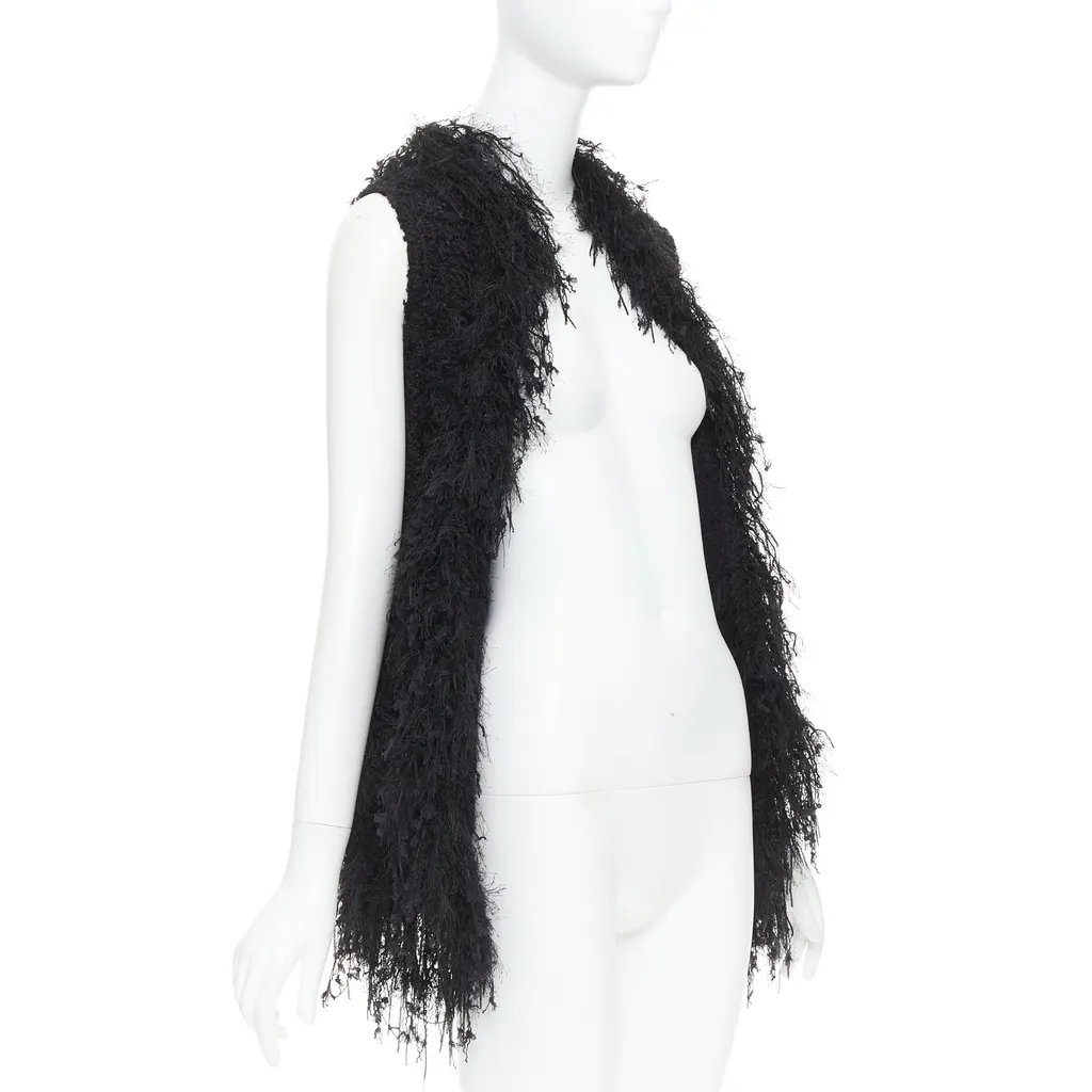Balmain Fringe Drape Vest Gold Viscose Very good - Front View