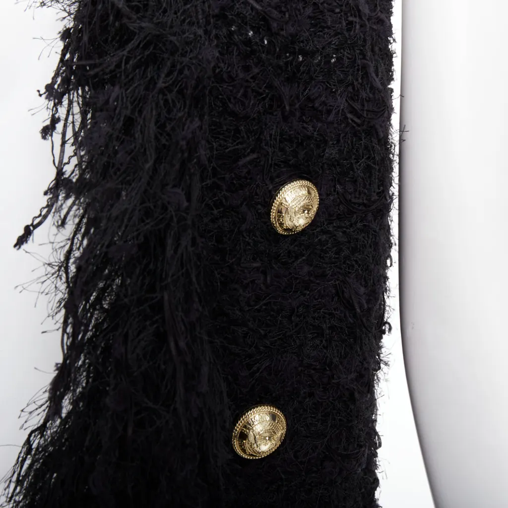 Balmain Fringe Drape Vest Gold Viscose Very good - Back View