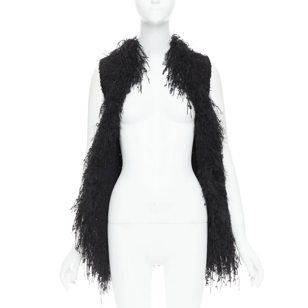 Balmain Fringe Drape Vest Gold Viscose Very good - Inside View