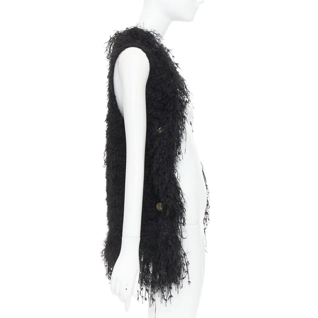 Balmain Fringe Drape Vest Gold Viscose Very good - Model View