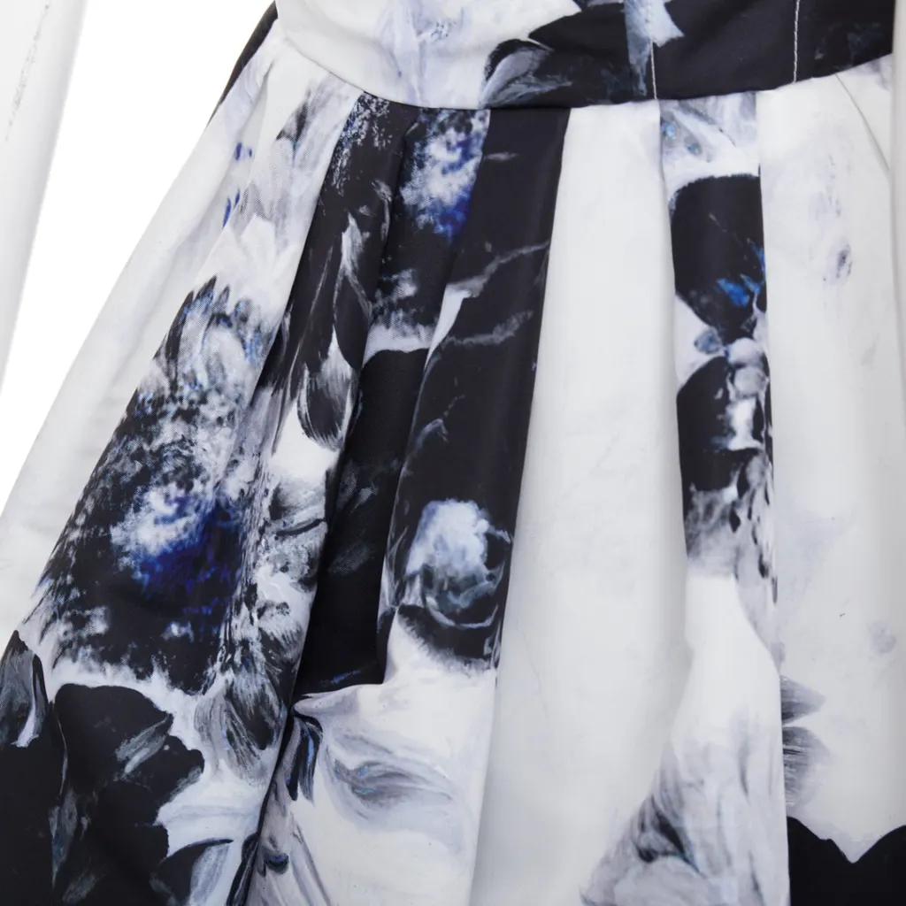 Alexander McQueen Ink Floral Dress White Polyester Very good - Back View
