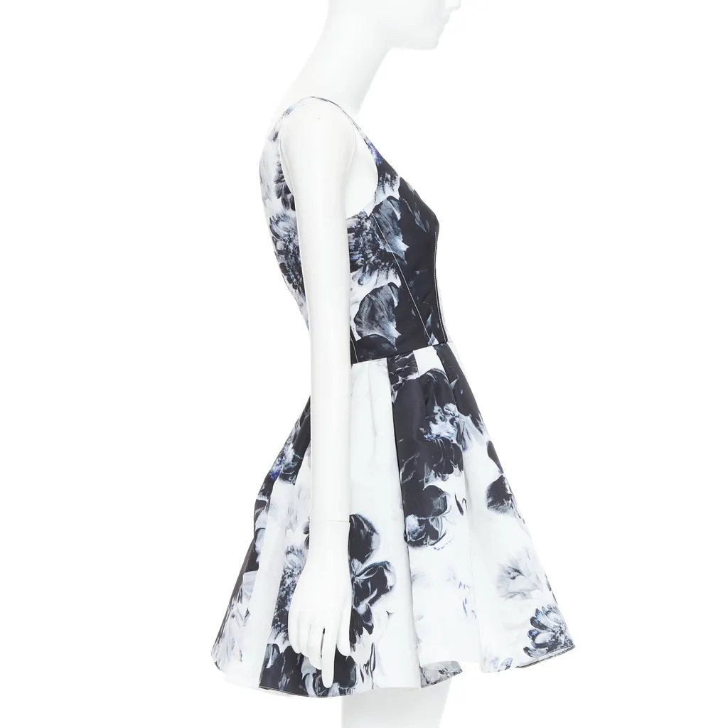 Alexander McQueen Ink Floral Dress White Polyester Very good - Model View