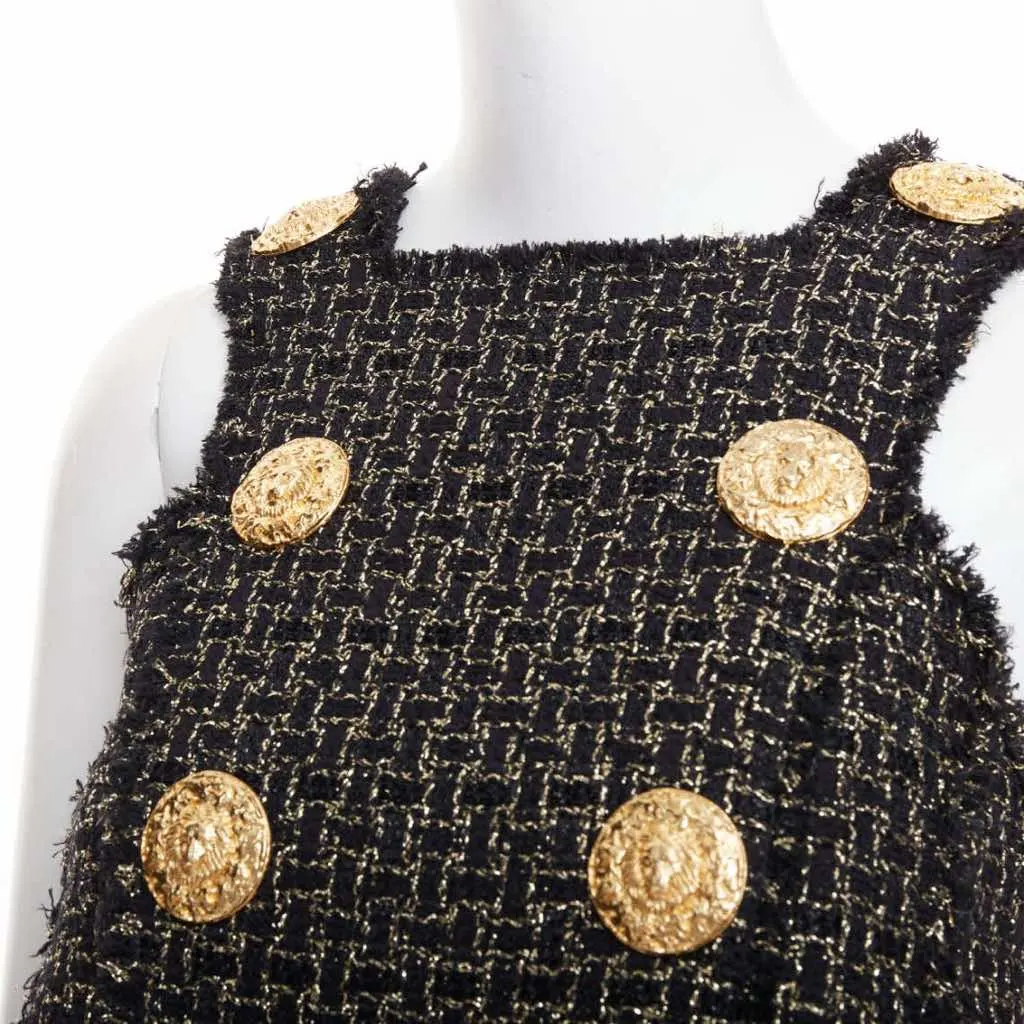 Balmain Metallic Tweed Dress Black Viscose Very good - Back View