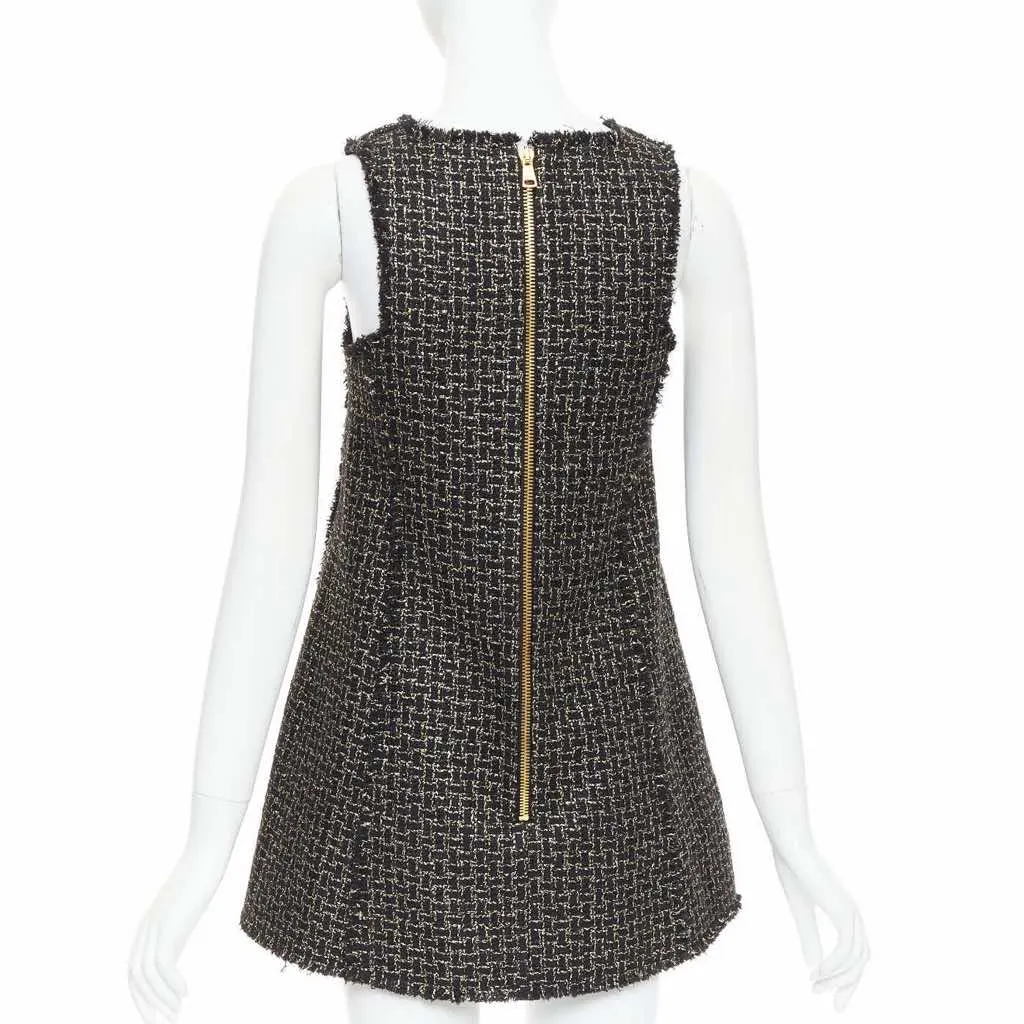 Balmain Metallic Tweed Dress Black Viscose Very good - Box View