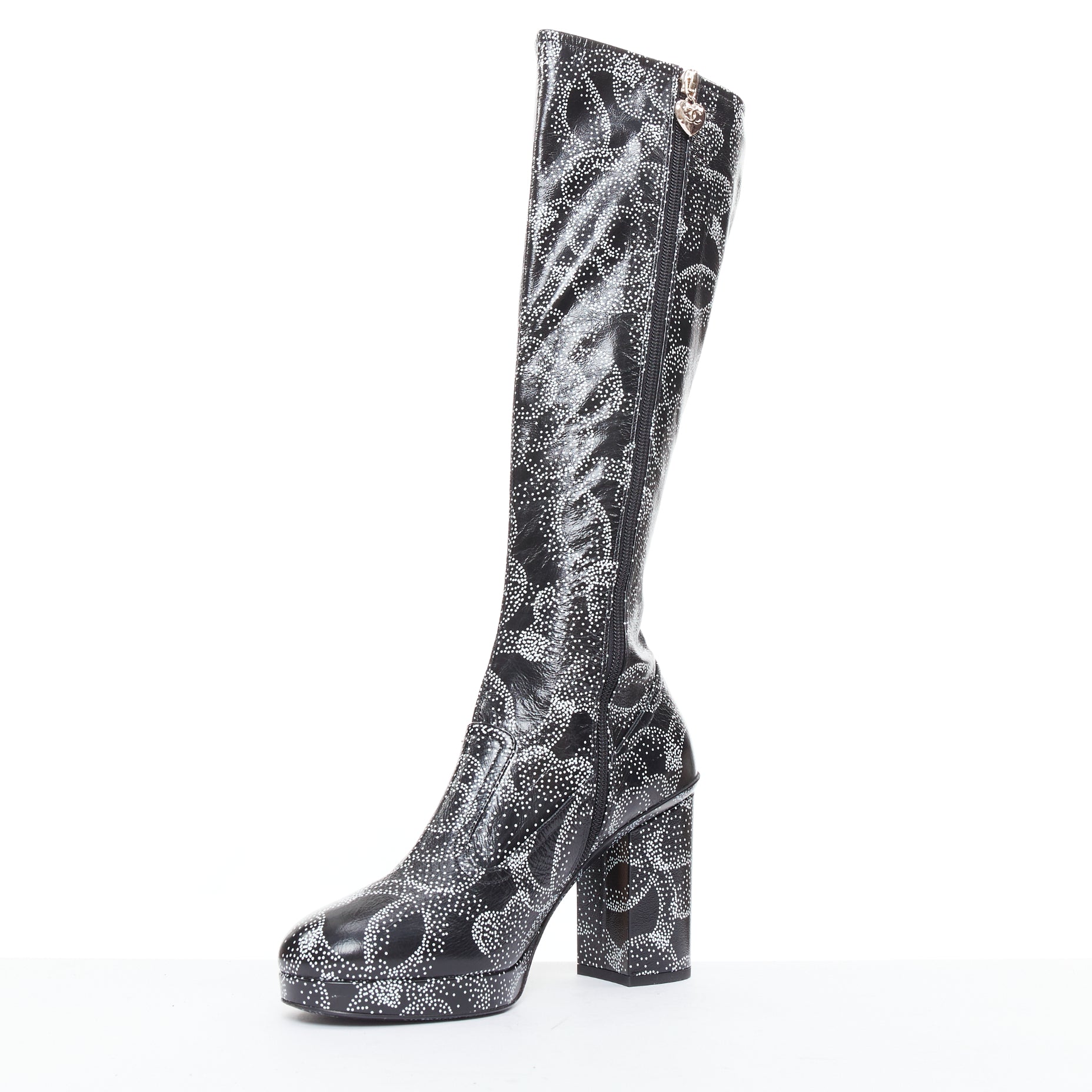 Chanel Monogram Bronze Rain Boots - Side view