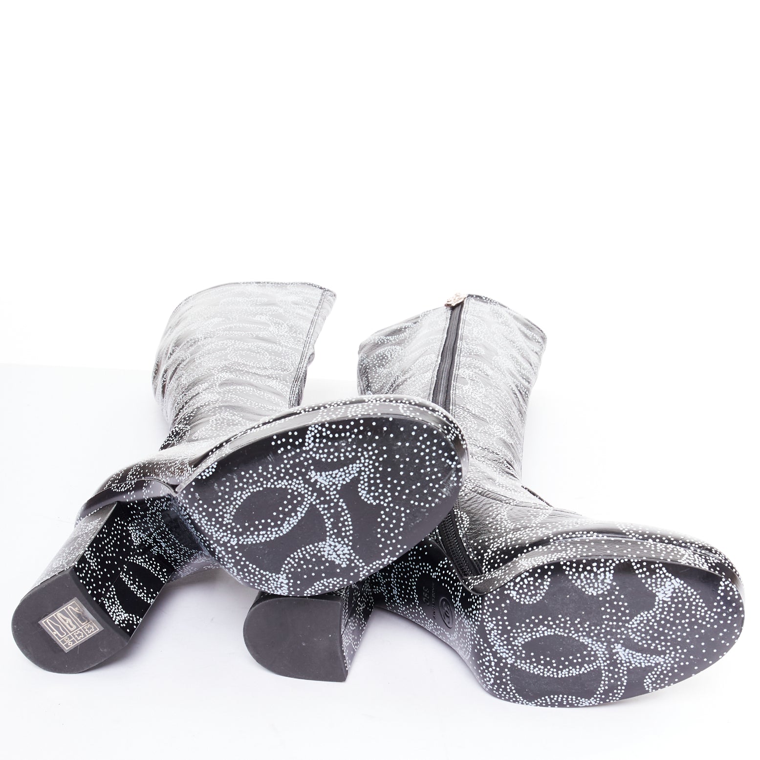 Chanel Monogram Bronze Rain Boots - Image 12