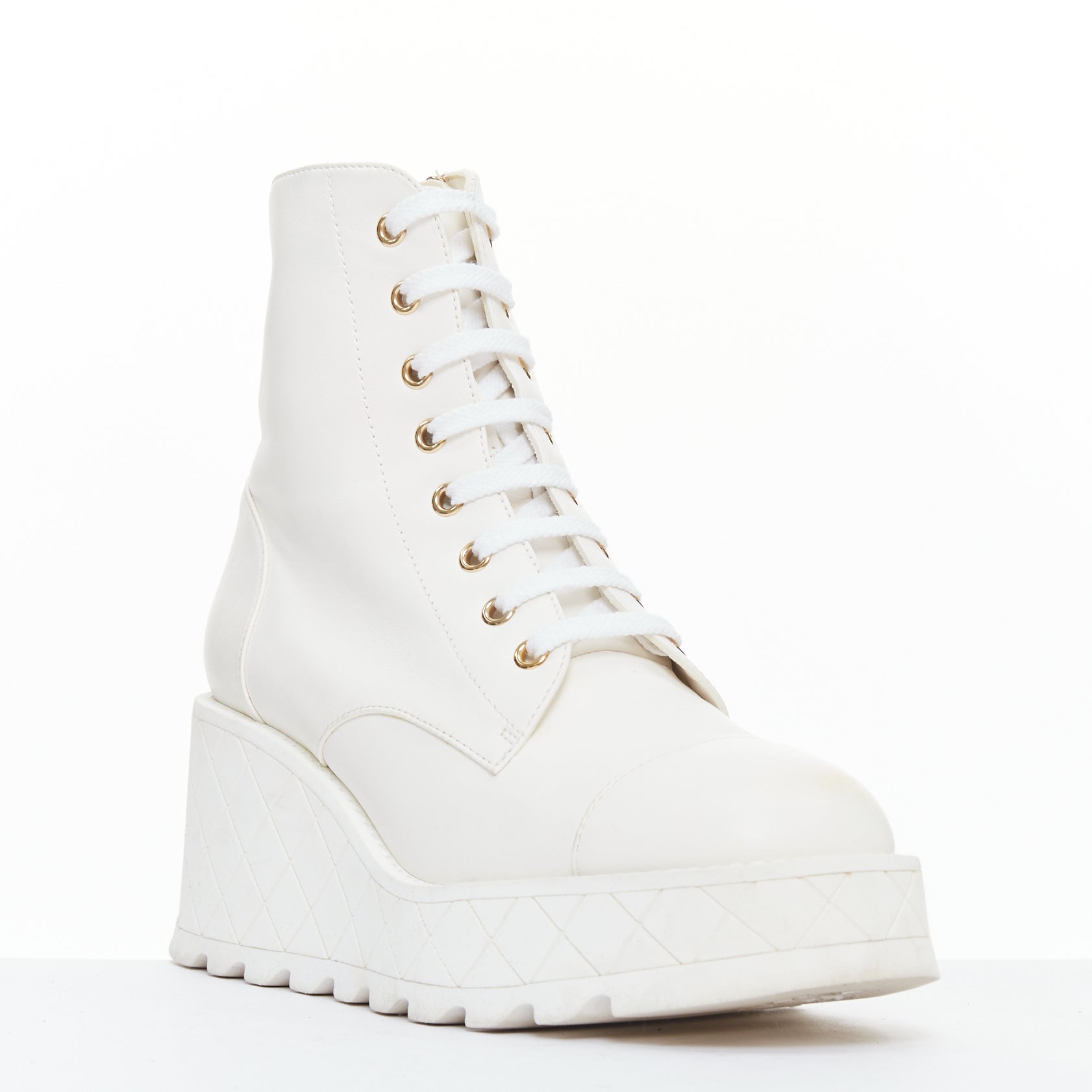 Chanel Silver Lucite Heel Boots - Back view