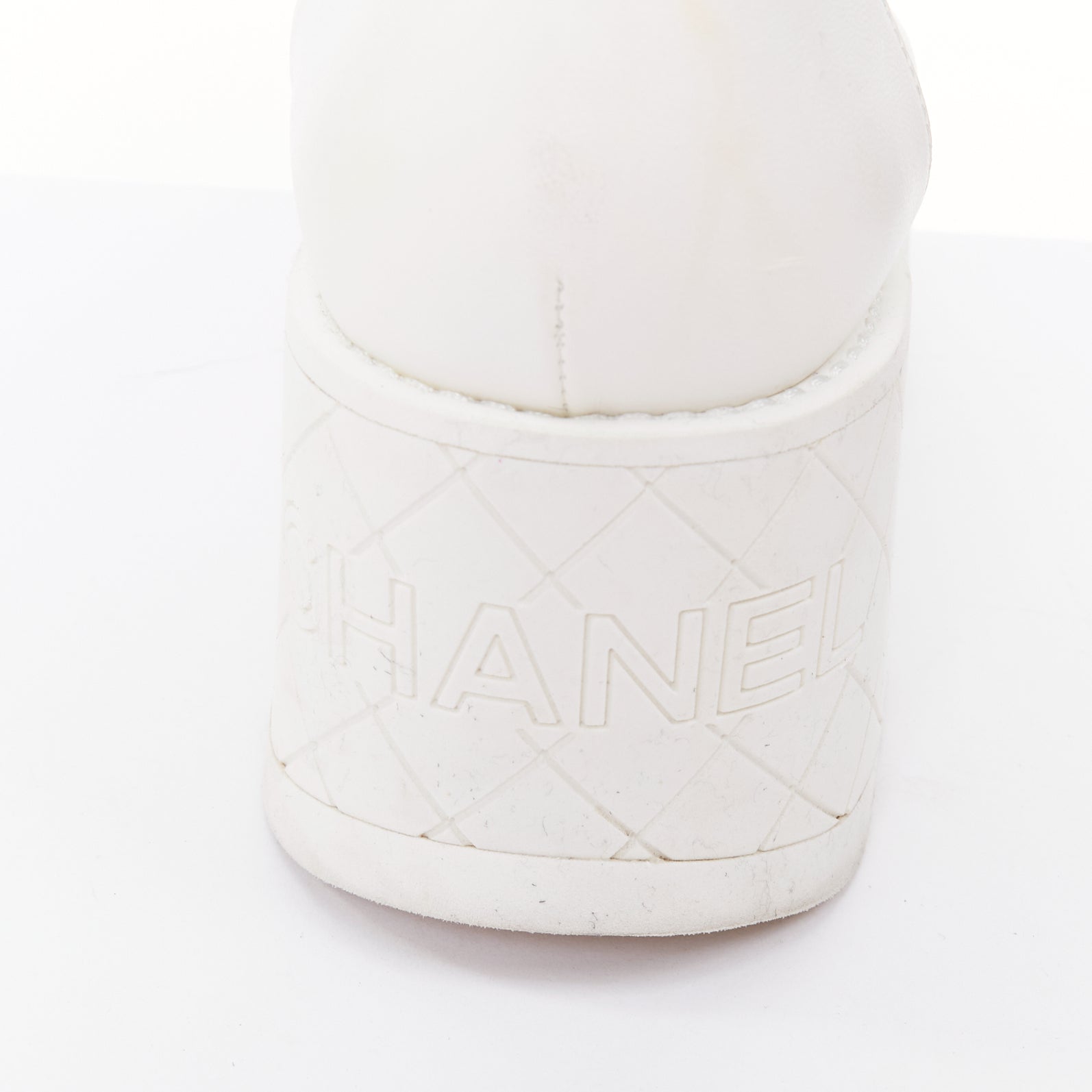 Chanel Silver Lucite Heel Boots - Image 10