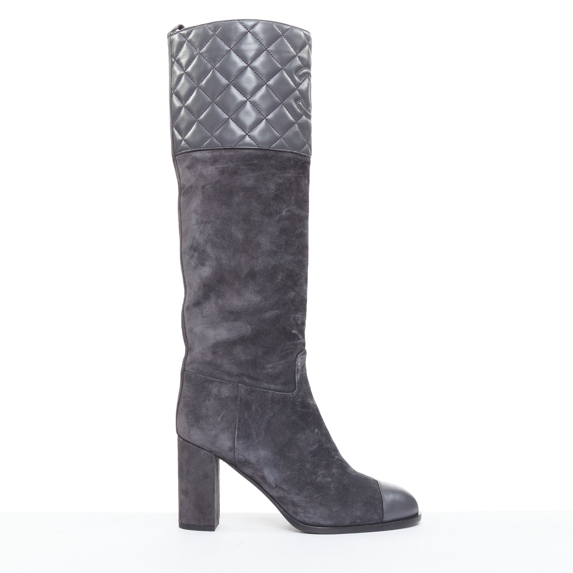 Chanel Fabric Platform Heel Boots